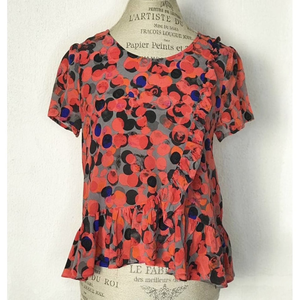 Anthro HD in Paris Silk Circles Abstract Blouse 4